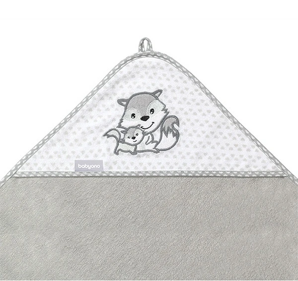 Baby Ono Bamboo Grijs Vosjes 76x76 Cm Badcape 345/03 4 Baby Ono Bamboo Grijs Vosjes 76x76 Cm Badcape 345/03 - Afbeelding 2