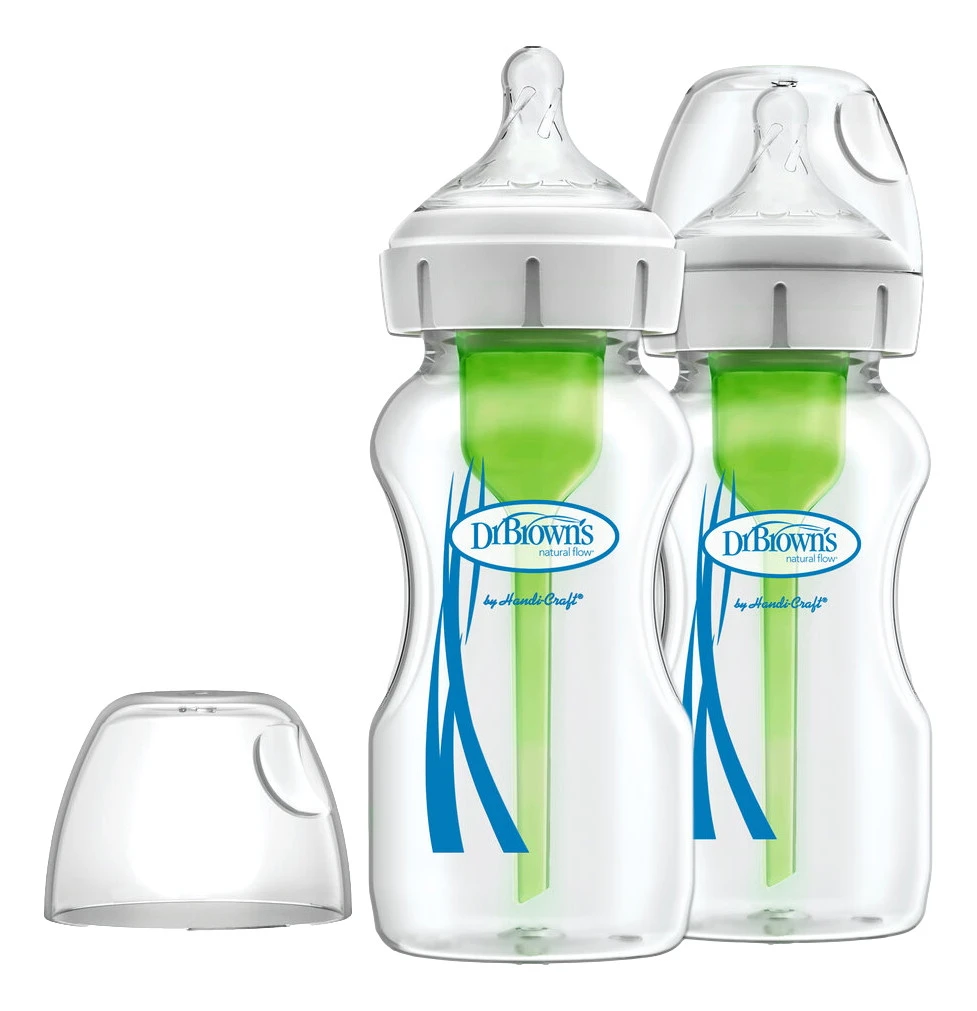 Dr. Brown's Dr Brown's Options+ Anti-colic 2-pack Brede Hals Glazen Fles WB92700-P2 3 Dr. Brown's Dr Brown's Options+ Anti-colic 2-pack Brede Hals Glazen Fles WB92700-P2