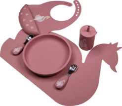 Tryco Dusty Rose Siliconen Bord TR-392818 -Babyverzorging Winkel swan dusty rose silicone collection 02 3